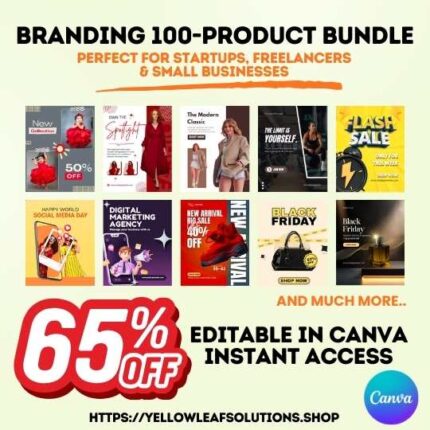 Branding 100-Product Bundle Editable Canva Templates for Logos Social Media and Business Branding