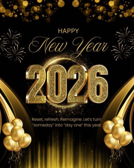 Gold Black Modern Happy New Year 2026 Instagram Post