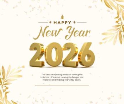 Gold Illustrated New Year's Greetings Facebook Post