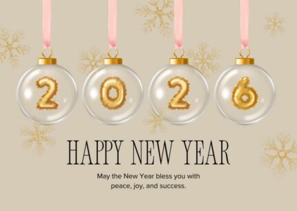Gold and Beige 3D illustrated Happy New Year Card