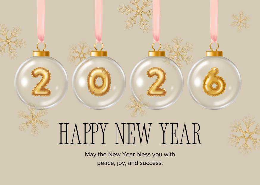 Gold and Beige 3D illustrated Happy New Year Card Gold and Beige 3D illustrated Happy New Year Card