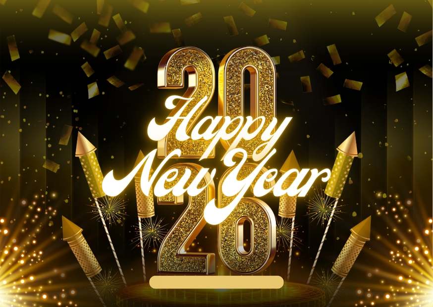 Gold and Black Modern Happy New Year Card Gold and Black Modern Happy New Year Card