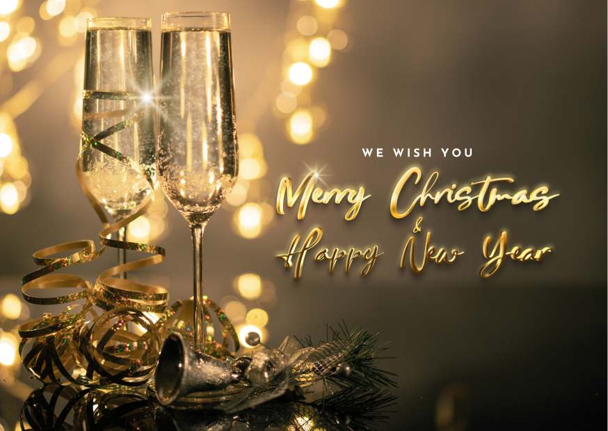 Golden Luxury Merry Christmas Greeting Card