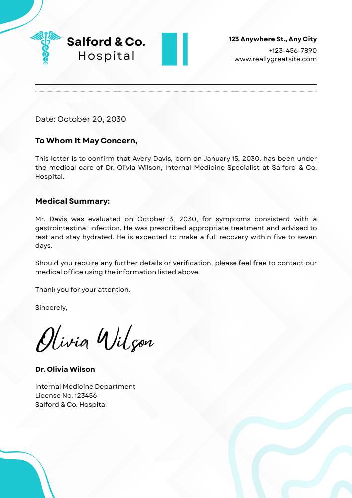 Light Blue And White Modern Professional Medical Health Care Hospital Letterhead Light Blue And White Modern Professional Medical Health Care Hospital Letterhead