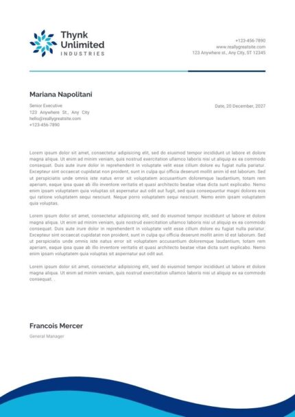 Navy Blue Minimalist Business Letterhead