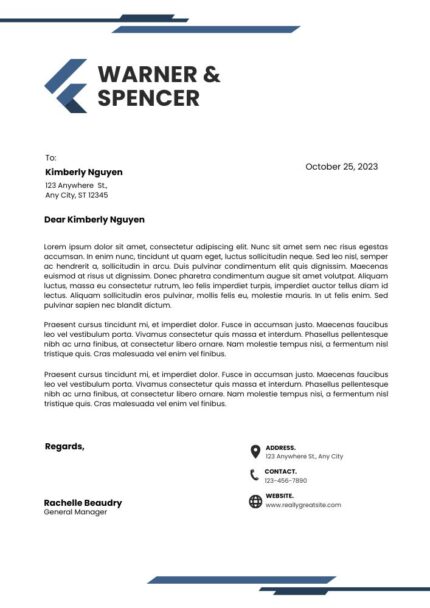 Navy Minimalist Business Letterhead