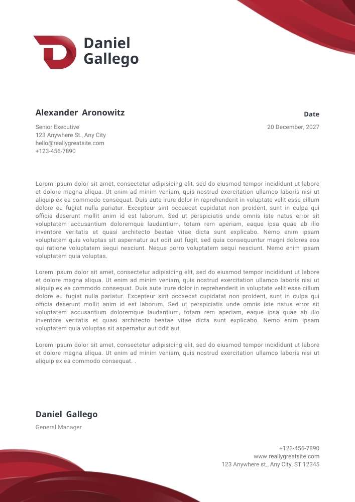 Red Modern Business Letterhead