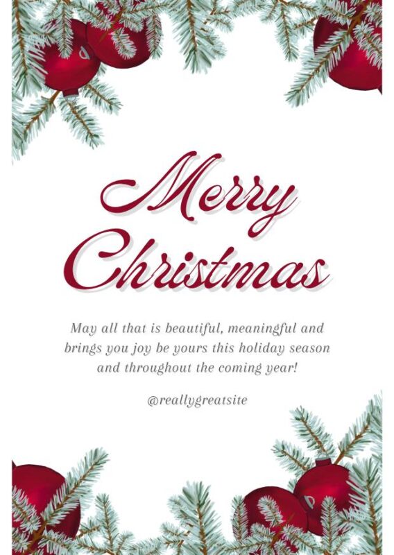 White and Red Simple Merry Christmas Card